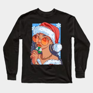 Black Santa Claus Gangster Christmas Long Sleeve T-Shirt